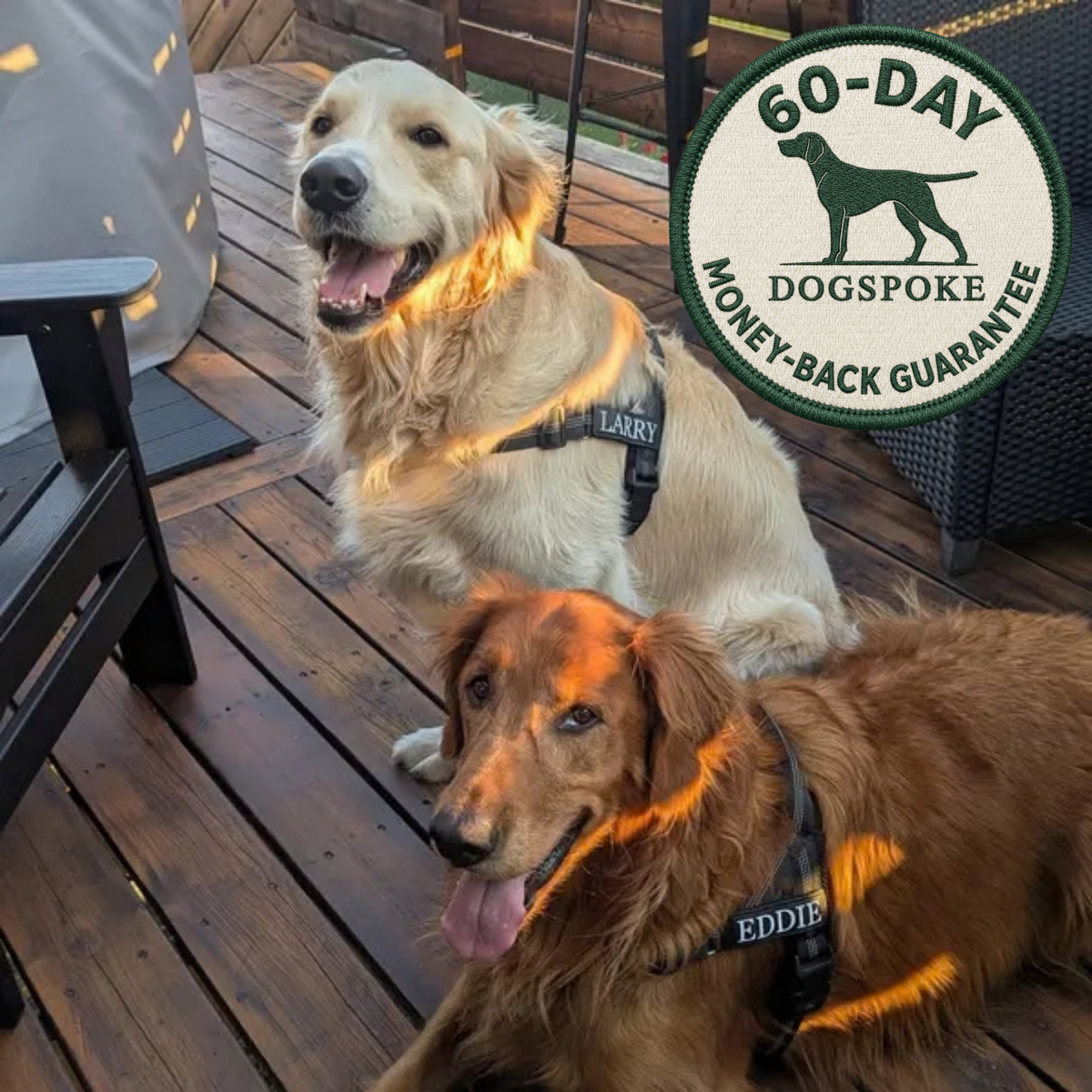 60-day money-back guarantee on DOGSPOKE dog harnesses